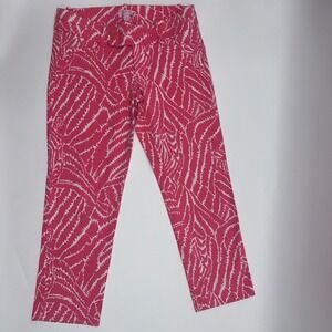 Lilly Pulitzer‎ Pink & White Print Cotton Blend Capri Pants 49057 Womens Size 2